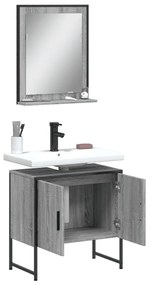 Set mobili da bagno 2 pz grigio sonoma in legno multistrato