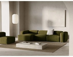 Divano angolare verde (con penisola a sinistra/con chaise lounge) con rivestimento in velluto a coste Bergamo – Cosmopolitan Design