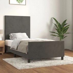 Giroletto Senza Materasso Grigio Scuro 80x200 Cm Velluto /