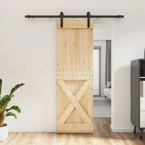 Porta Scorrevole Con Set Hardware 70x210 Cm Legno Massello Pino /