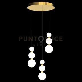 Lampada a sospensione perla, oro, 9 sfere, led 36 watt, lumen 3060,...