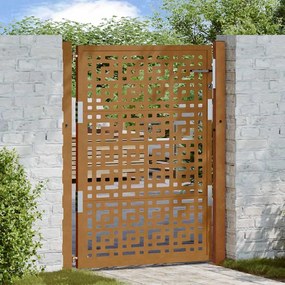 Cancello Da Giardino 105x130 Cm Acciaio Corten Design A Croce /