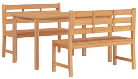 Set da pranzo per giardino 3 pz in legno massello di teak