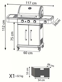 Barbecue a gas 4 bruciatori in acciaio