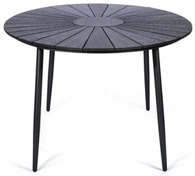 Tavolo da giardino nero con piano in legno d'arte, 190 x 115 cm Marienlist - Bonami Selection