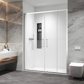Kamalu - Porta doccia doppio scorrevole 180cm altezza 200cm finitura cromo| KZ6000