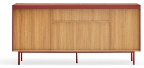 Cassettiera bassa rossa effetto rovere 165x78 cm Arista - Teulat