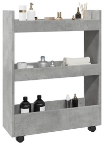 Carrello Stretto A 3 Livelli Grigio Cemento İn Truciolato /