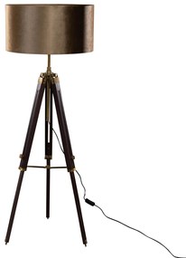 Lampada da terra a treppiede in ottone con paralume in velluto bronzo 50 cm - Cortin