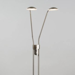 Lampada da terra moderna in acciaio con luce di lettura inclusa LED - Eva