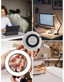 Brilagi - Lampada da tavolo LED dimmerabile con una lente d'ingrandimento LED/12W/5V 3000/4200/6000K nero