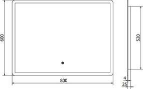 Mexen Navia specchio da bagno retroilluminato 80 x 60 cm, LED 6000K, anti-appannamento - 9803-080-060-611-00