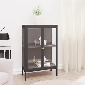 Credenza Antracite 75x35x105 Cm İn Acciaio E Vetro /