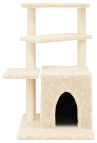 Albero per gatti con tiragraffi in sisal crema 83,5 cm