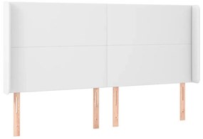 Testiera ad orecchio bianco 183x16x118/128 cm in similpelle