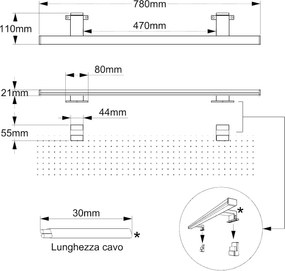 Lampada LED da Specchio 78cm 14W Cromata IP44 Tripla Installazione Colore Bianco Naturale 4.000K