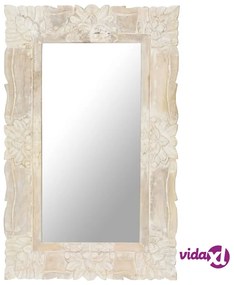 vidaXL Specchio Bianco 80x50 cm in Legno Massello di Mango