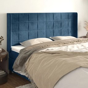 Testiera Ad Orecchio Blu Scuro 163x16x118/128 Cm İn Velluto /