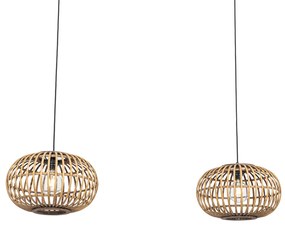 Lampada a sospensione orientale in bambù 2 luci - Amira