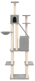 Albero per gatti con tiragraffi in sisal grigio chiaro 201 cm