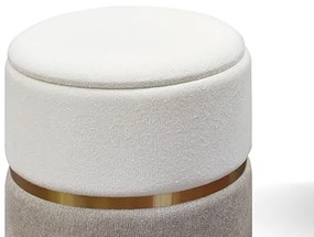 Set di 2 Pouf contenitore SKIEN in tessuto effetto velluto bianco e tortora