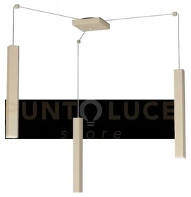 Square tube sospensione 3 luci sabbia cavo cm.250 con base 1173-s3-sa