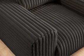 Poltrona grigio scuro con rivestimento in velluto a coste Justin – Ropez