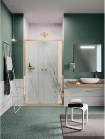 Porta doccia scorrevole L 136 cm x H 195 cm per nicchia in vetro trasparente, profilo dorato