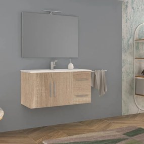 Mobile sottolavabo e lavabo Master per vasca centrale rovere bruge L 100 x H 55 x P 46 cm, 2 ante 2 cassetti