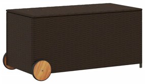 Contenitore da giardino con ruote marrone 190l in polyrattan