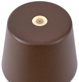 Lampada da tavolo marrone ruggine con LED IP65 ricaricabile con stazione di ricarica - Bass