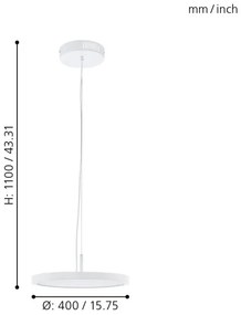 Eglo 33675 - LED RGBW Lampadario dimmerabile a sospensione con filo CERIGNOLA-C LED/21W/230V + +TC