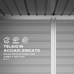 Capanno Porta Attrezzi con Ripiani Regolabili e Chiavistello 249x121x183 cm in Acciaio Zincato Grigio...