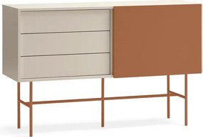 Cassettiera bassa con ante scorrevoli in mattone/beige 140x91 cm Nube - Teulat