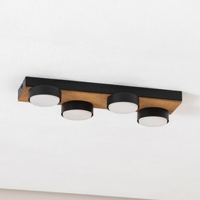 Envostar Laurent plafoniera con legno a 4 luci
