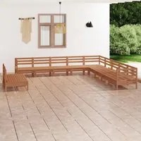 Set Salotto da Giardino 11 pz in Legno Massello di Pino Miele 3083147