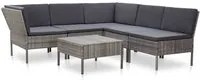 Set Divani da Giardino 6 pz con Cuscini in Polyrattan Grigio 48950