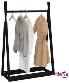 vidaXL Appendiabiti Nero 100x45x150 cm in Legno Massello di Pino