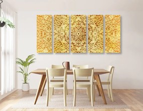 Quadri 5 pezzi – Mandala etnica dorata