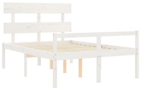 Letto per Anziani con Testiera Bianco Double in Legno Massello