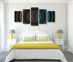 Quadri 5 pezzi – Mandala con motivo del sole