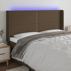 Testiera A Led Marrone Scuro 163x16x118/128 Cm İn Tessuto /