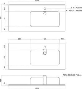 Mobile bagno sospeso 100 cm con 2 cassetti e lavabo in ceramica DELIA3 Cemento