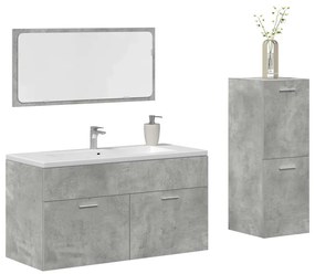 Set mobili da bagno 3 pz grigio cemento in legno multistrato