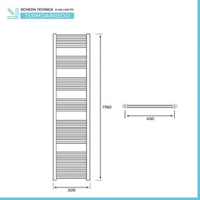 Termoarredo bagno cromato 50x180 interasse 45 cm