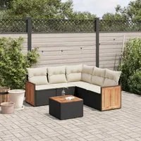 Set Divano da Giardino 6 pz con Cuscini Nero in Polyrattancod mxl 88153