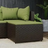 Poggiapiedi da Giardino con Cuscino in Polyrattan Marrone 319836