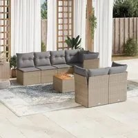 Set Divano da Giardino 8 pz con Cuscini Beige in Polyrattan 3223518