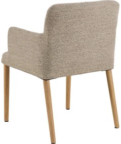 Sedia da pranzo beige in imbottito con braccioli Zoe – Actona