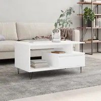 Tavolino da Salotto Bianco 90x49x45 cm in Legno Multistrato 831020